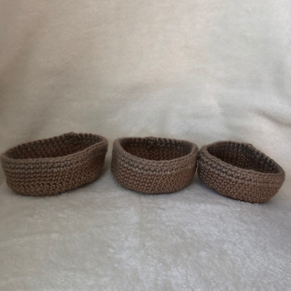 NWT set of 3 hand crocheted basket